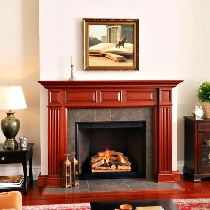 traditional colonial wood mantel