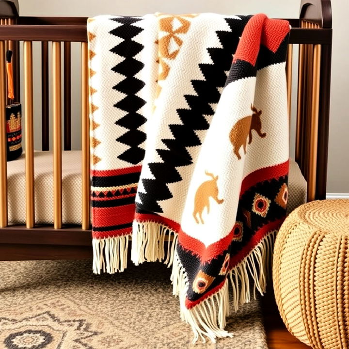 tribal inspired throw blanket for safari nursery