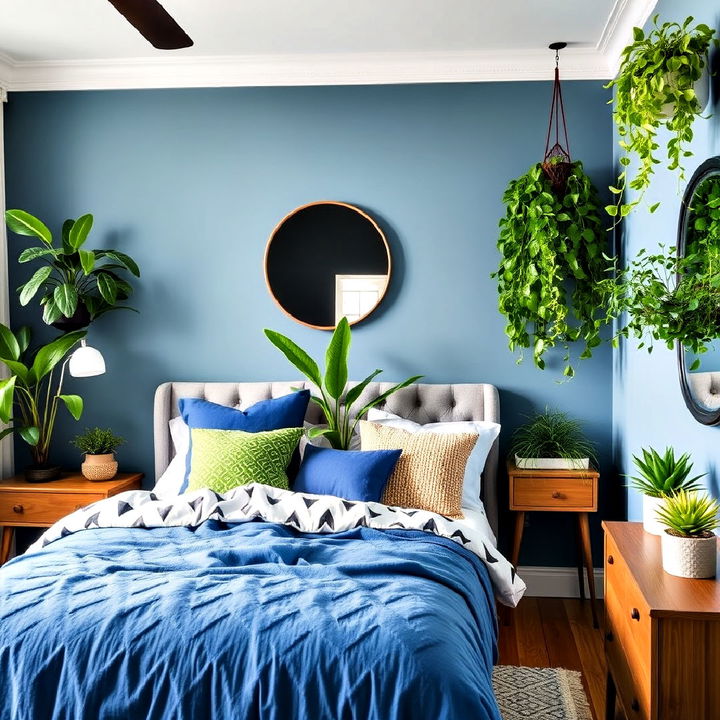 tropical greenery accents bedroom