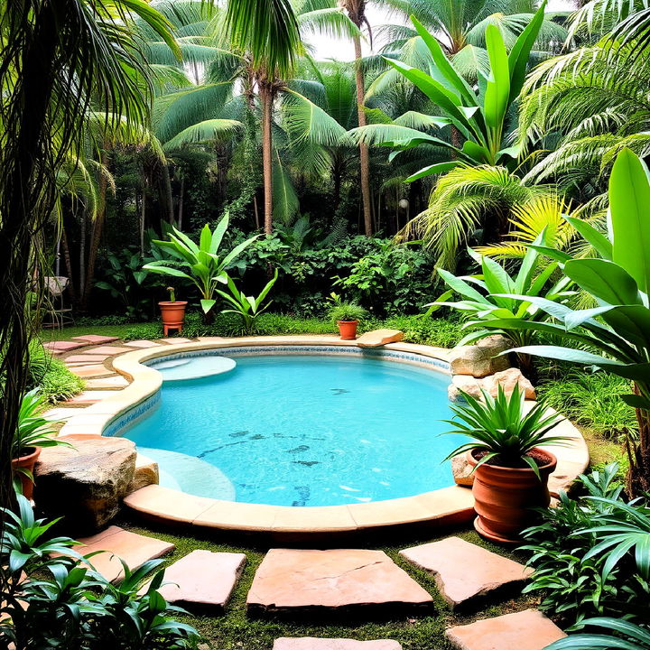 tropical jungle retreat with a lagoon pool