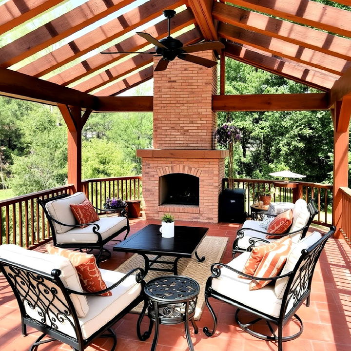 tuscan escape deck with fireplace