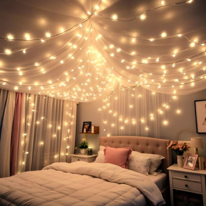 twinkling fairy light ceiling canopy