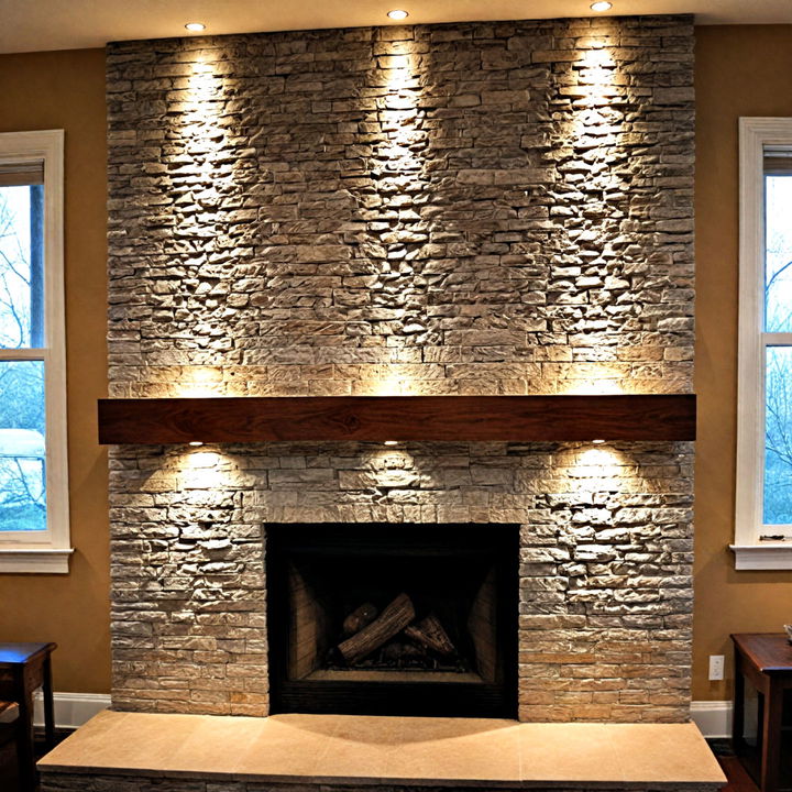 under mantel led lighting to create a soft glow