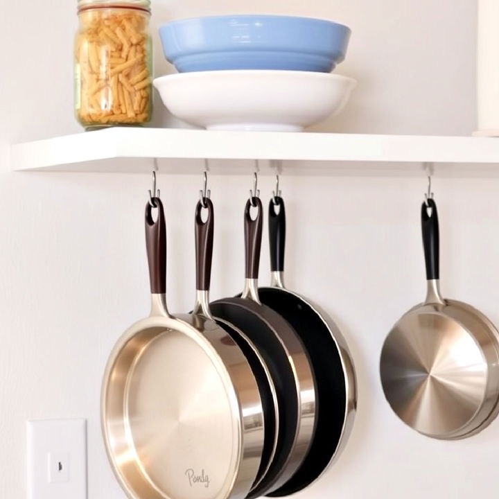 under shelf hooks to hang pots and pans