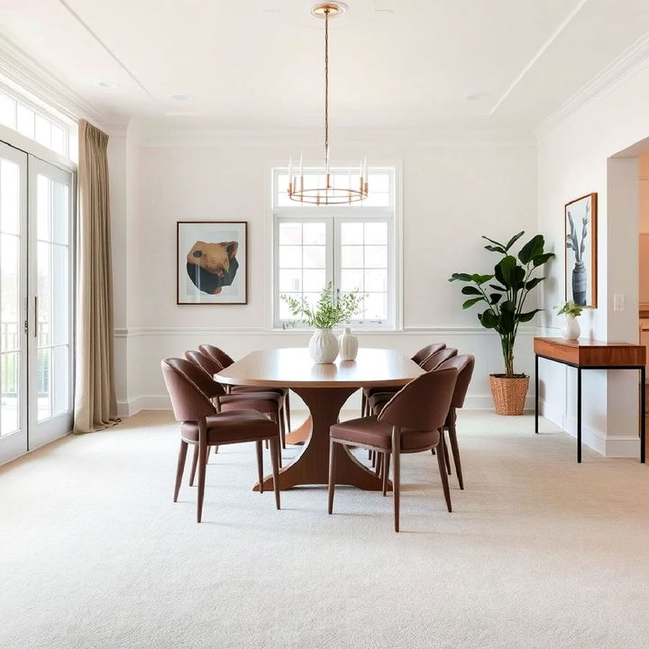 understated carpeting for dining room