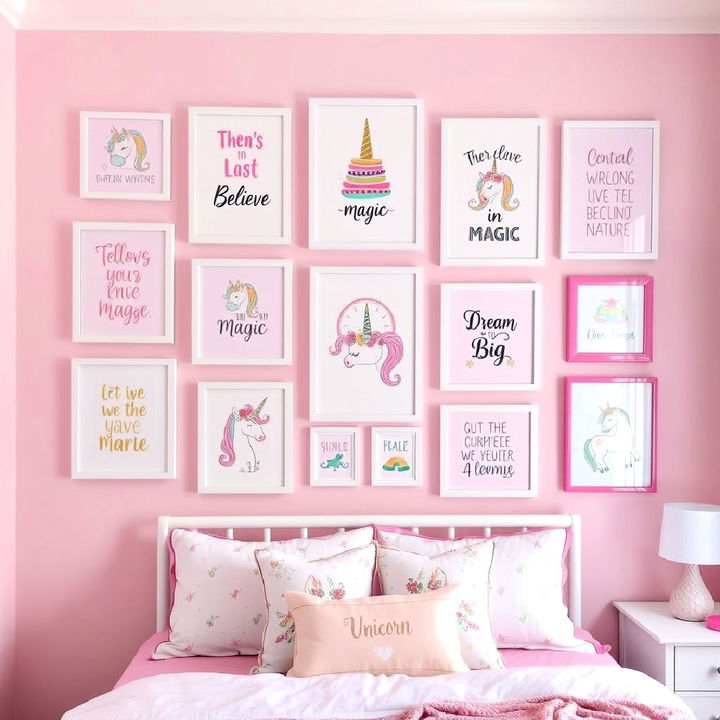 unicorn themed gallery wall