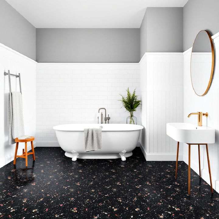 unique black terrazzo vinyl flooring