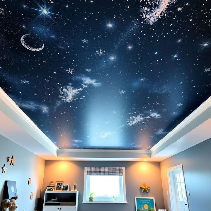 unique celestial themed ceiling design