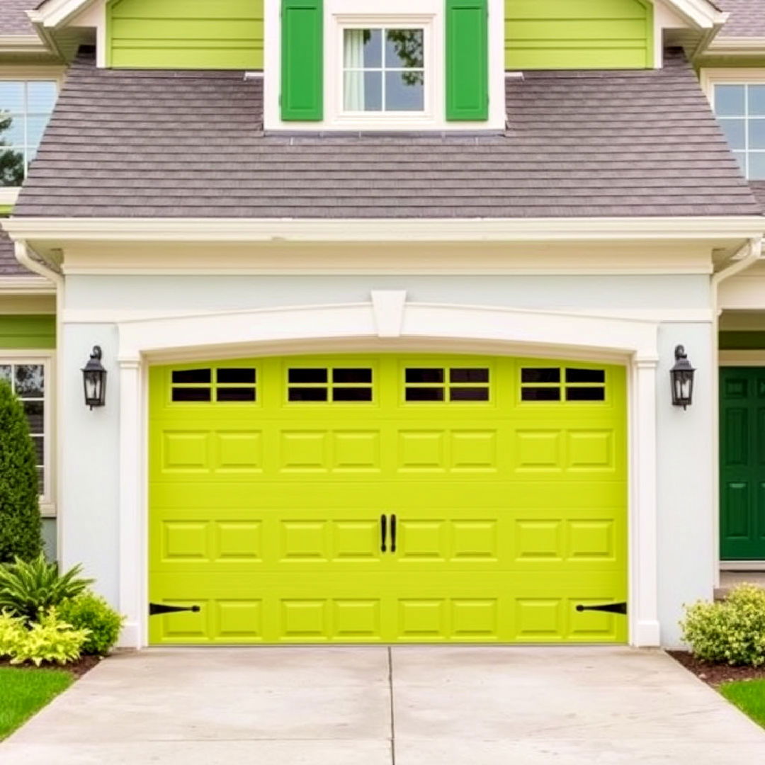 unique chartreuse green garage door