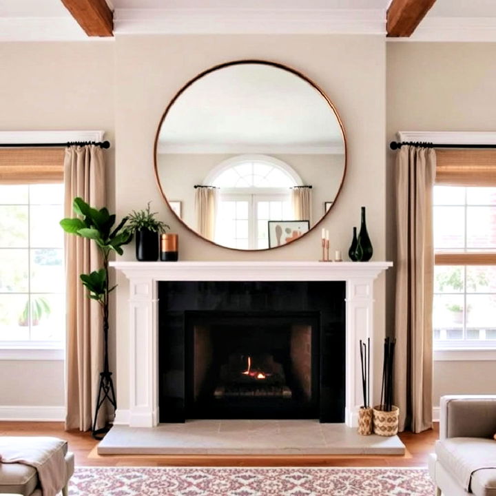 unique circular convex mirror for above the fireplace