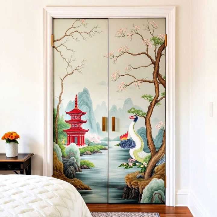 unique hand painted chinoiserie closet door