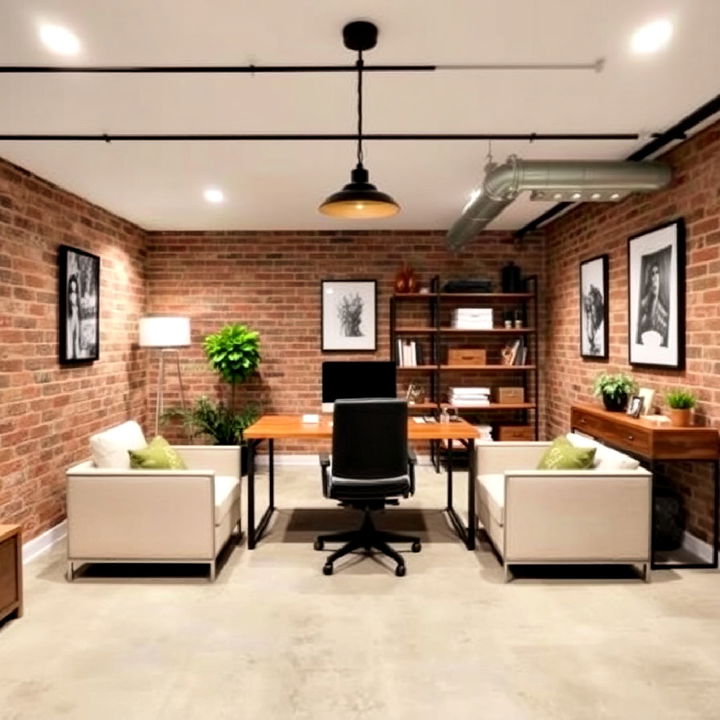 unique industrial chic basement office