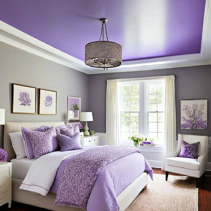 unique lilac ceiling for bedroom