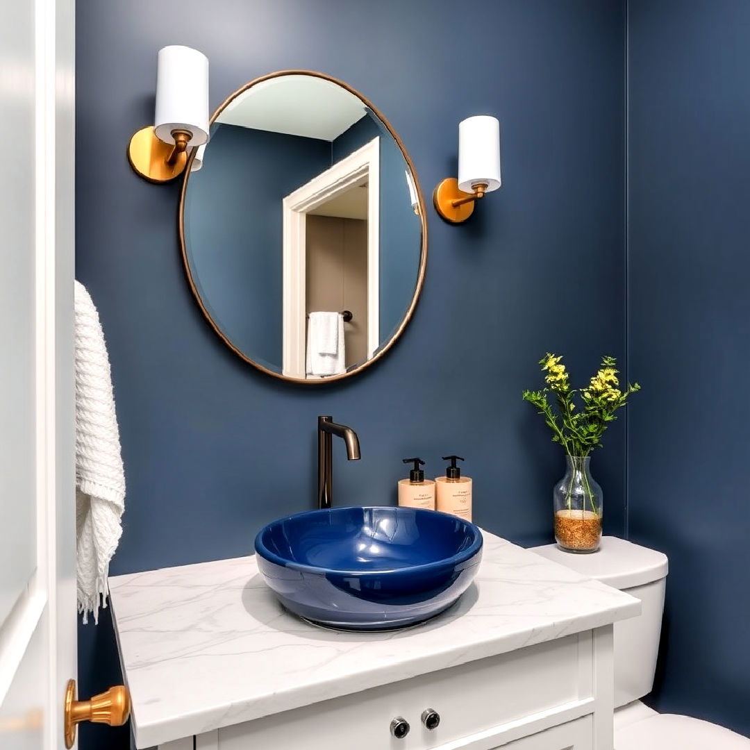 unique navy blue sink for a bold statement