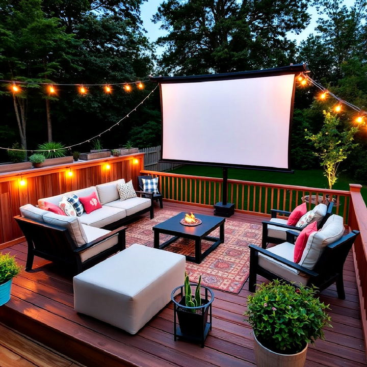 unique outdoor movie deck