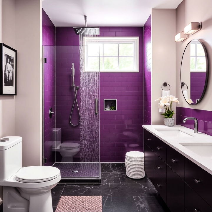 unique plum colored shower fixtures