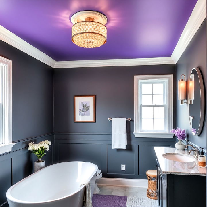 unique purple bathroom ceiling