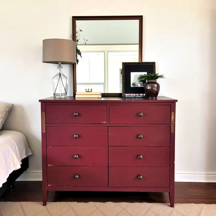 upcycled burgundy furniture