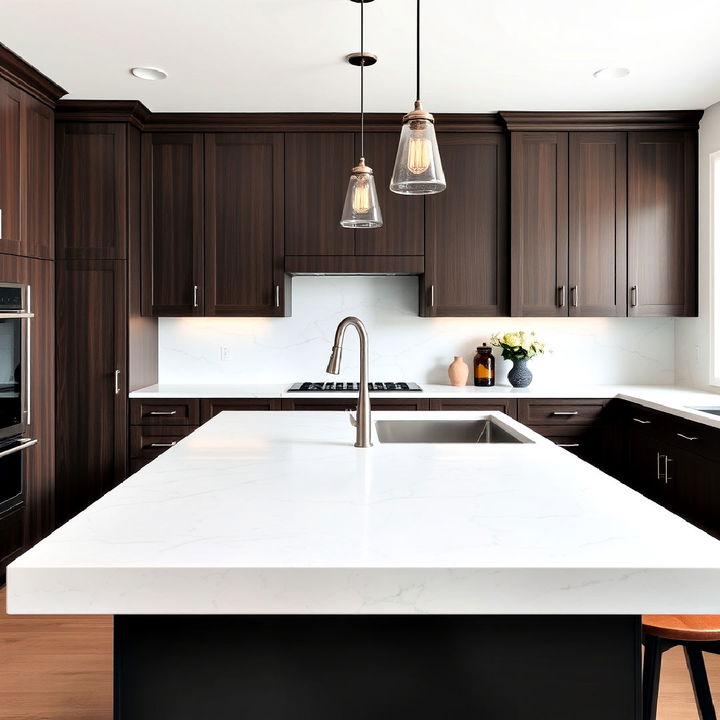 veined white quartz countertop