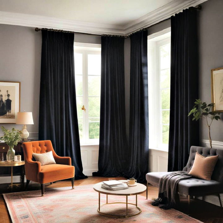 velvet curtains to bring a luxurious vibe