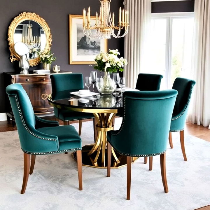 velvet upholstered stylish dining chairs