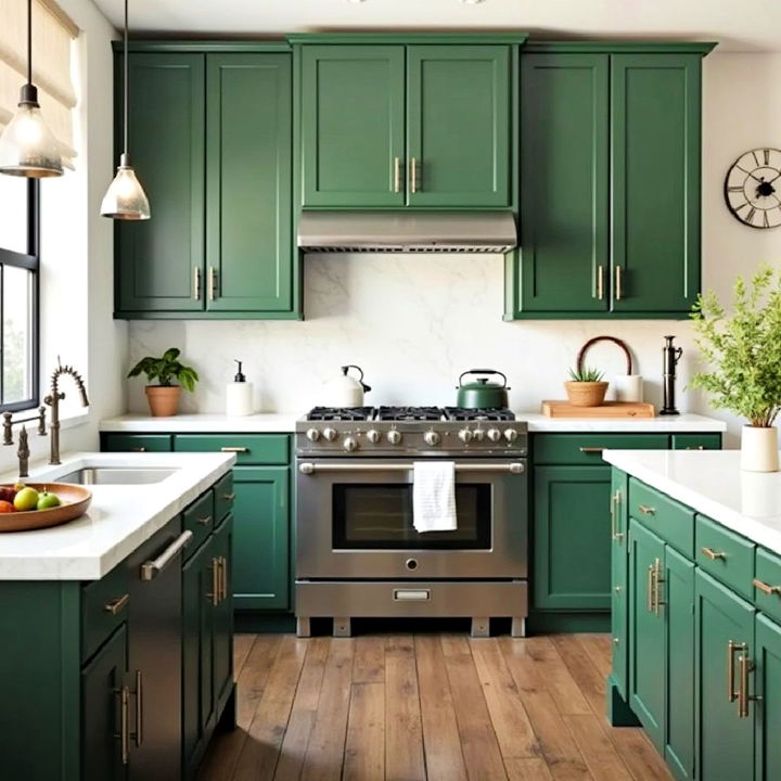 versatile dark green shaker cabinets for a timeless look