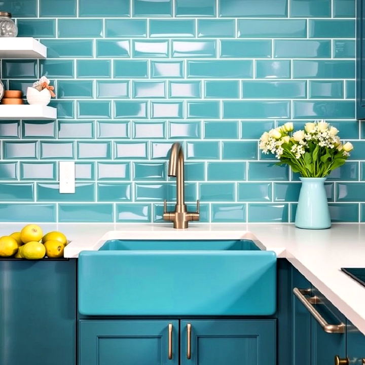 versatile teal subway tile backsplash kitchen design