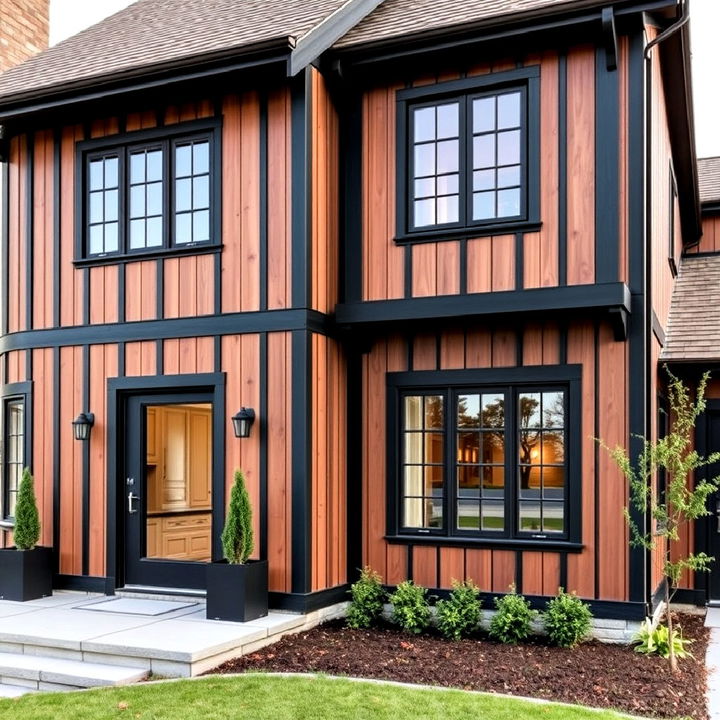 vertical siding tudor exterior for a modern twist