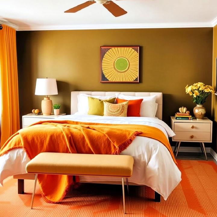 vibrant accent colors for 60s bedroom