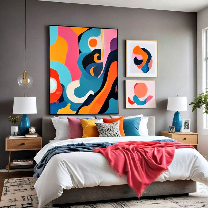 vibrant and unique abstract art for a bedroom