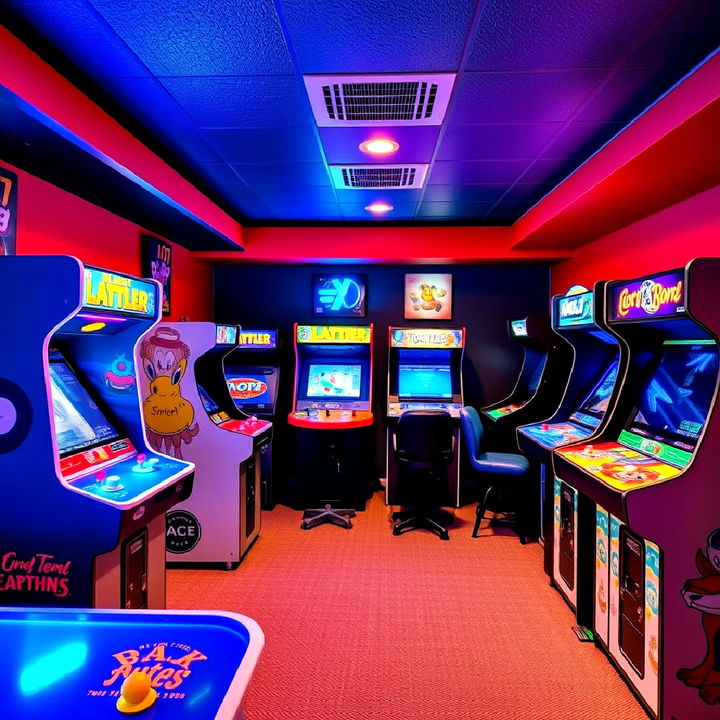 vibrant arcade room idea