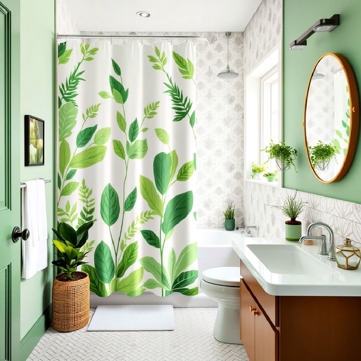 vibrant green shower curtain