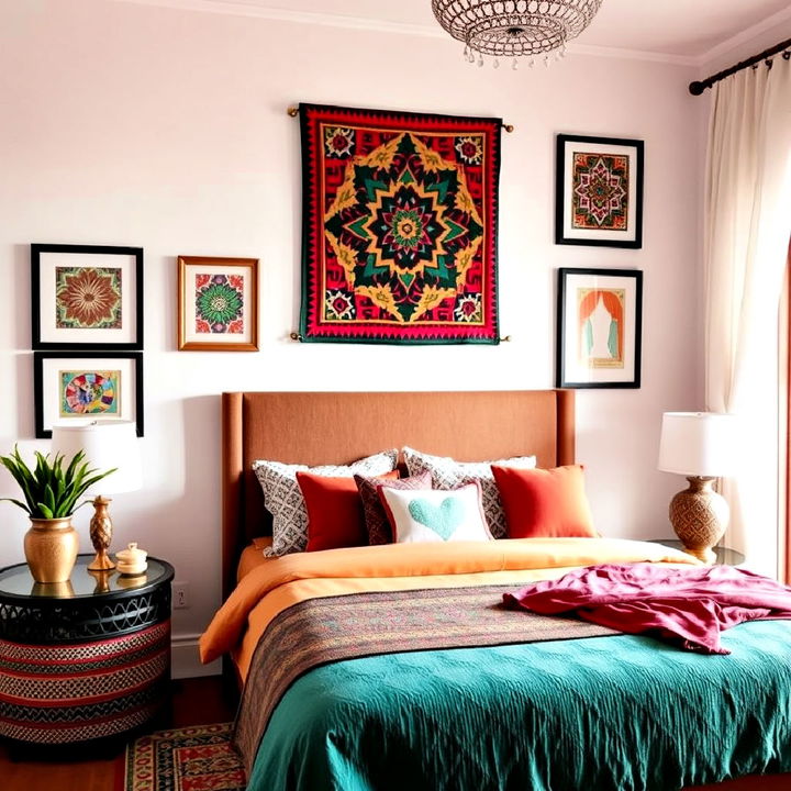 vibrant wall art with geometric pattern