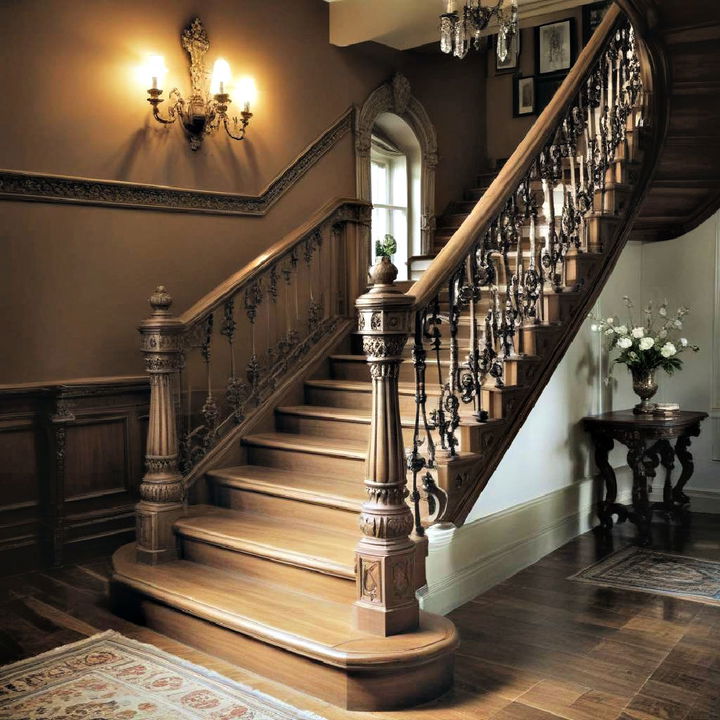 victorian style ornate stair banisters