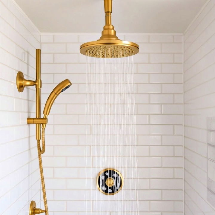 vintage charm with gold showerheads