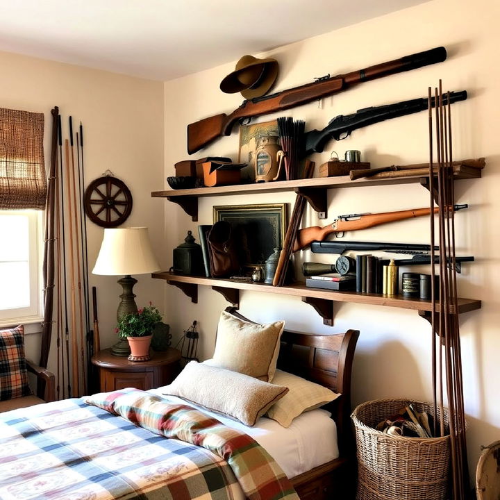 vintage hunting gear as décor