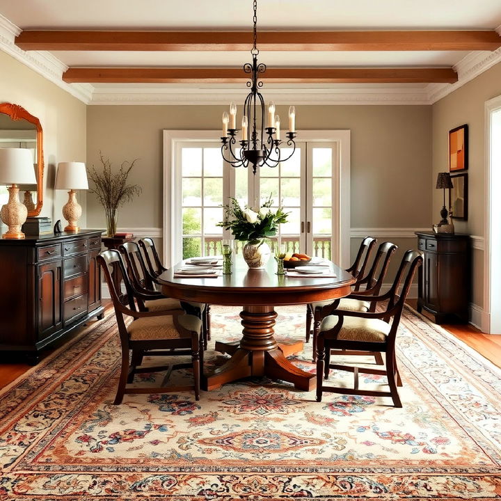 vintage inspired carpet for dining room