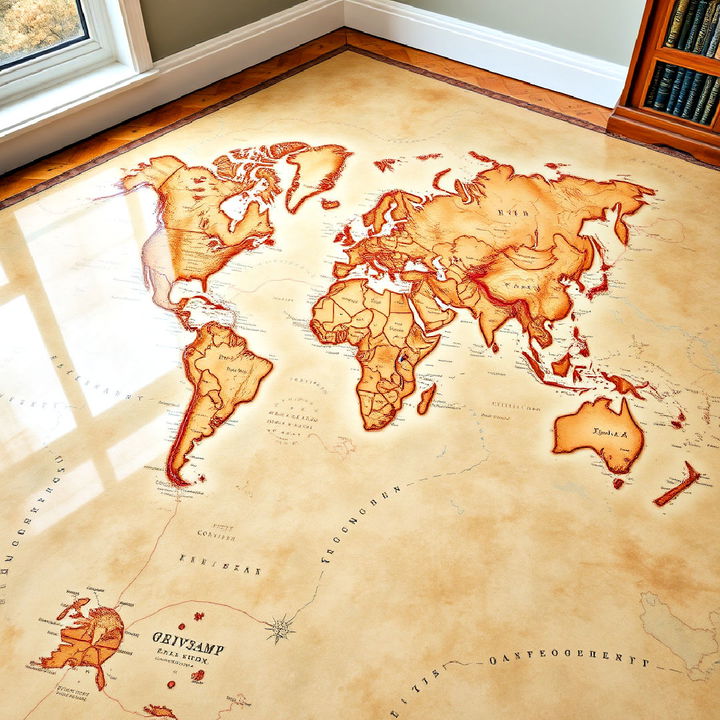 vintage map epoxy floor