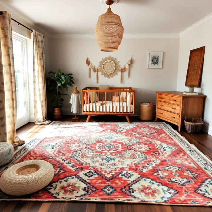 vintage nursery rug for a boho vibe