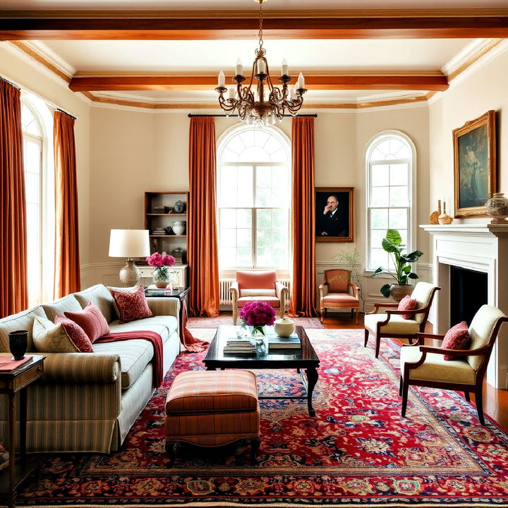 vintage persian rug to add depth to a living room