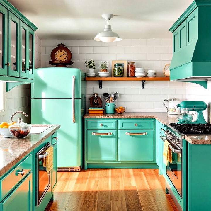 vintage style emerald green kitchen appliances