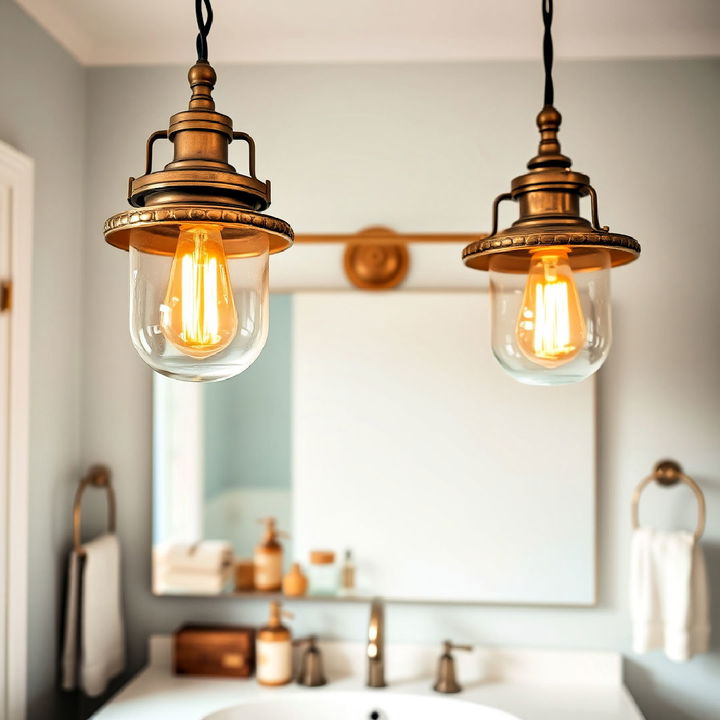 vintage style pendant lights with aged brass