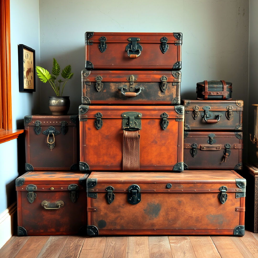 vintage trunks as storage solutions