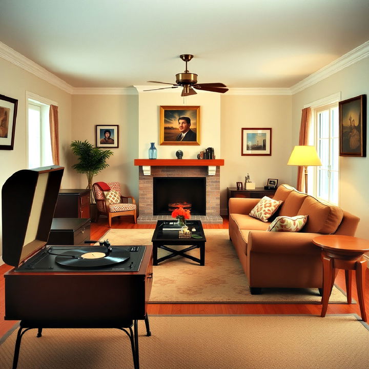 vinyl record player for 1950s living room