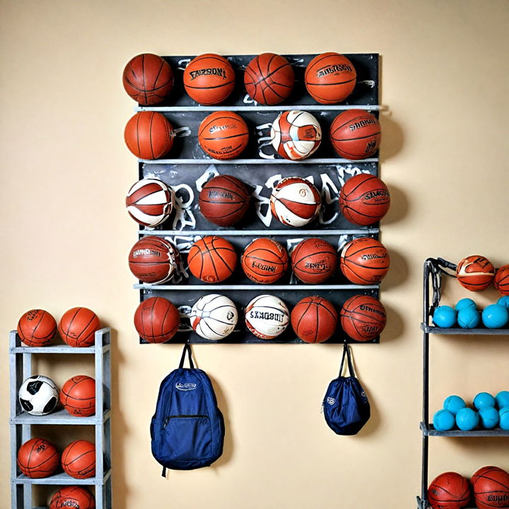 wall mounted basketball rack for storage