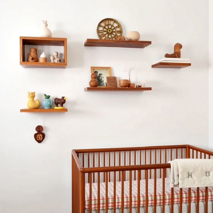 wall mounted shelves with sculptural decor