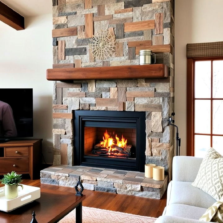 warm cladding panels tiles fireplace