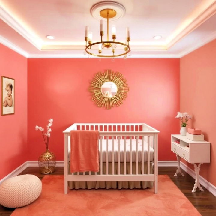 warm coral and soft gold nursery