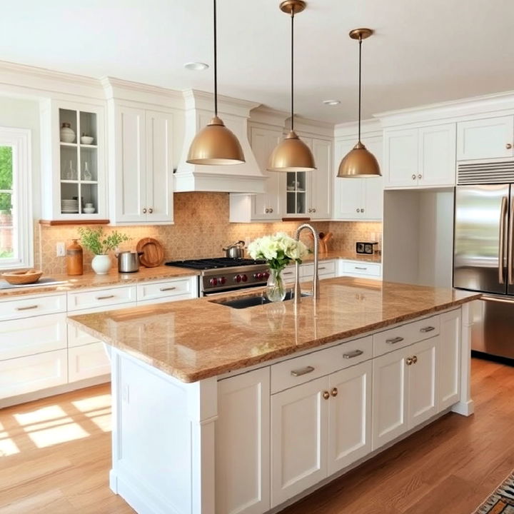 warm toned quartz kitchen countertop