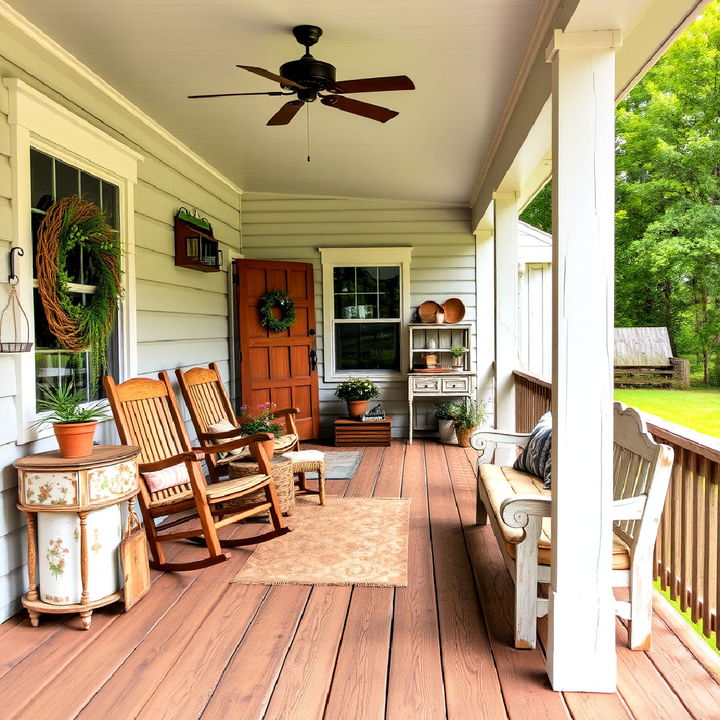 welcoming vintage farmhouse porch deck